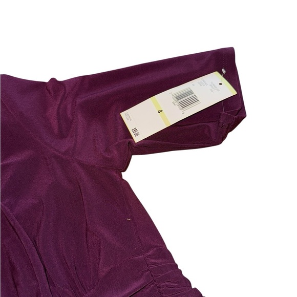 Evan Picone Purple A-Line Wrap Midi Dress - Picture 6 of 9